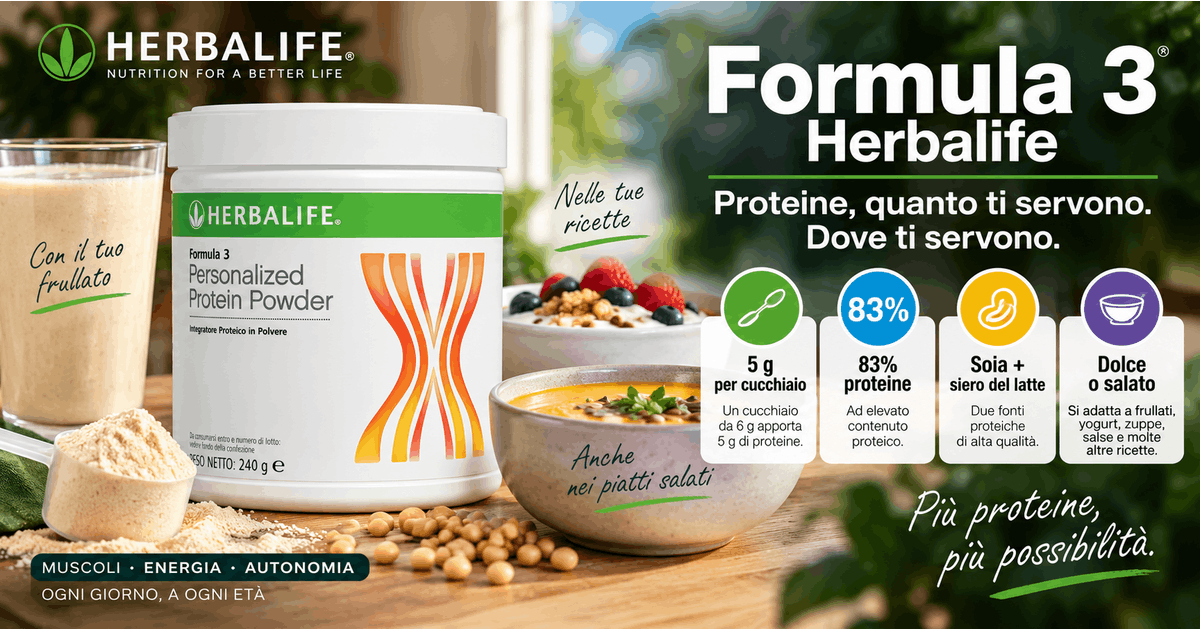Formula 3 Herbalife: proteine personalizzabili per muscoli e alimentazione