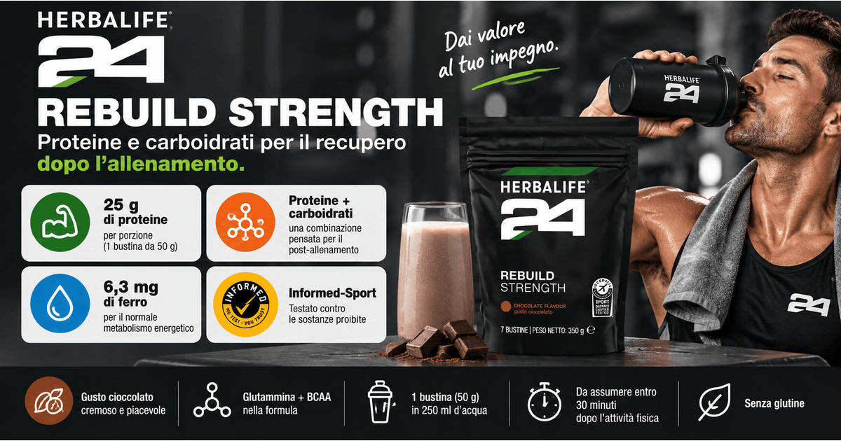 H24 Rebuild Strength Herbalife: 25 g di proteine per il recupero dopo l’allenamento